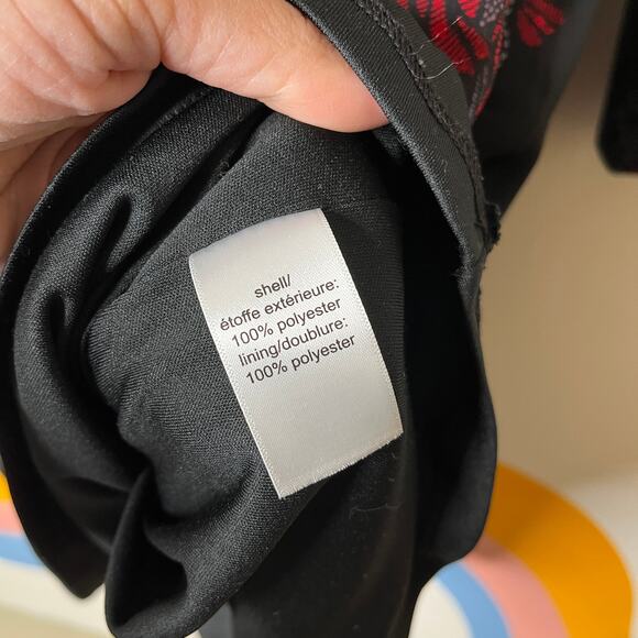 Maurices Dark Floral Dress L Shift Mini Black Red Romantic Long Split Sleeve - Picture 8 of 9